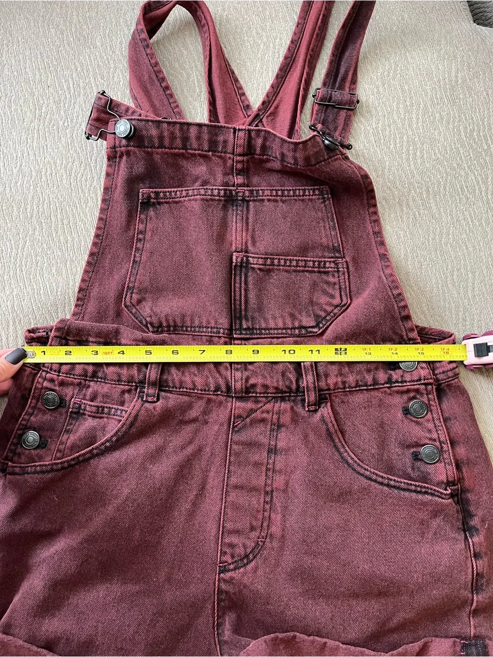 We The Free Maroon Short Denim Overalls - Picture 8 of 9